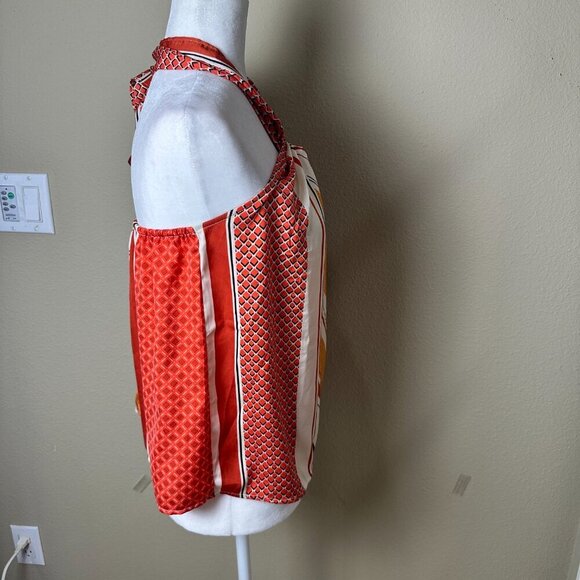 BANANA REPUBLIC Mixed Print Silky Satin Halter Top Size Small Petite - Picture 6 of 9